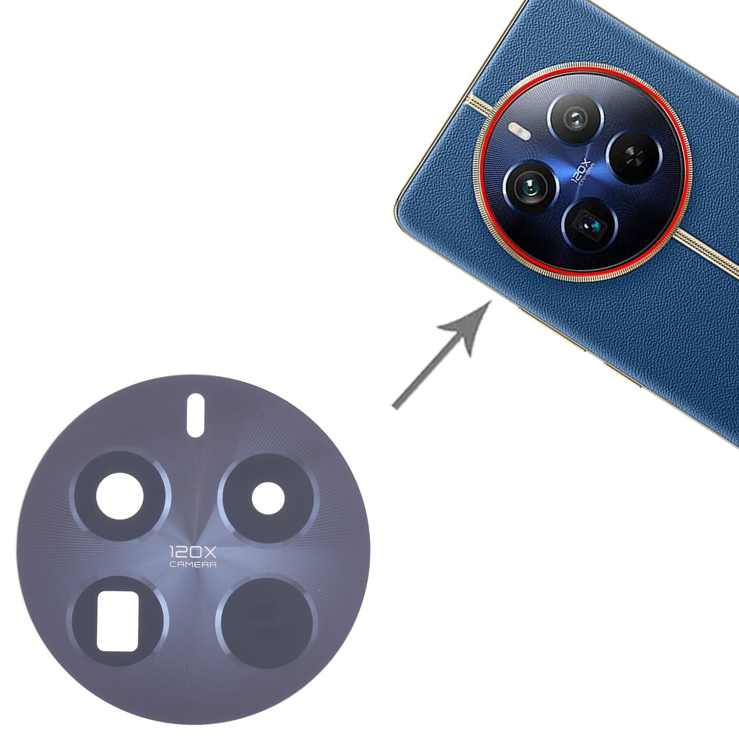 For Realme 12 Pro+ 10pcs Original Back Camera Lens (Black)