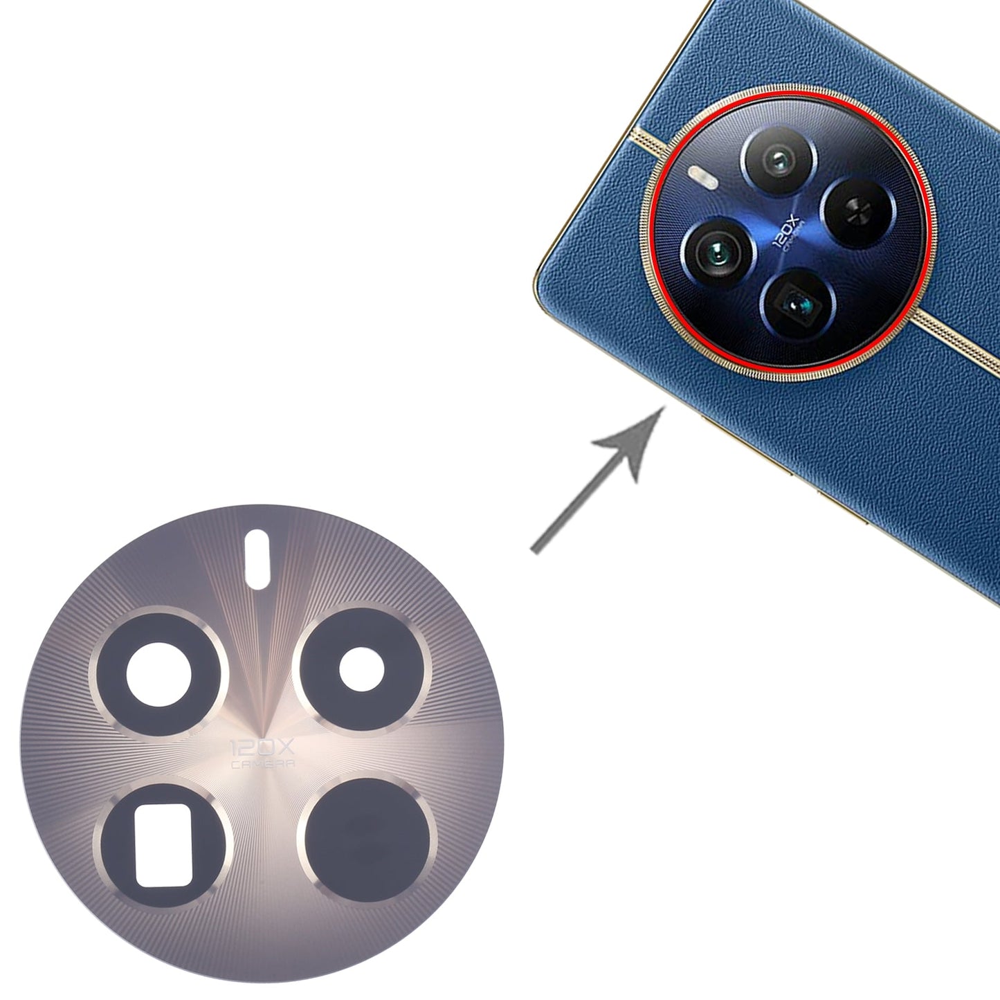 For Realme 12 Pro+ 10pcs Original Back Camera Lens (Gold)