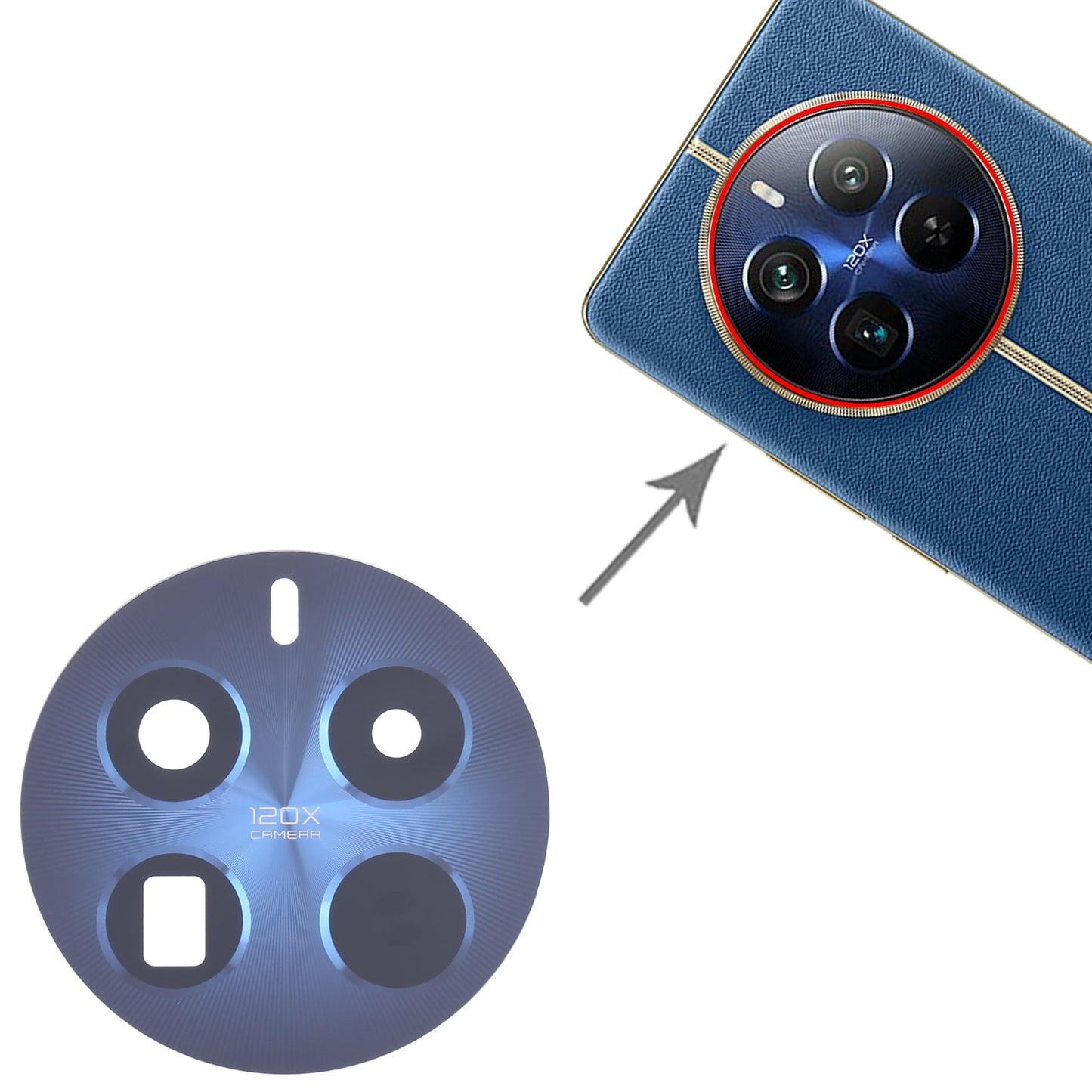 For Realme 12 Pro+ 10pcs Original Back Camera Lens (Blue)