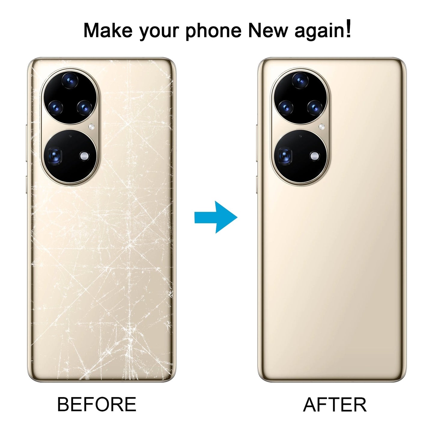For Huawei P50 Pro Battery Back Cover with Camera Lens(White)
