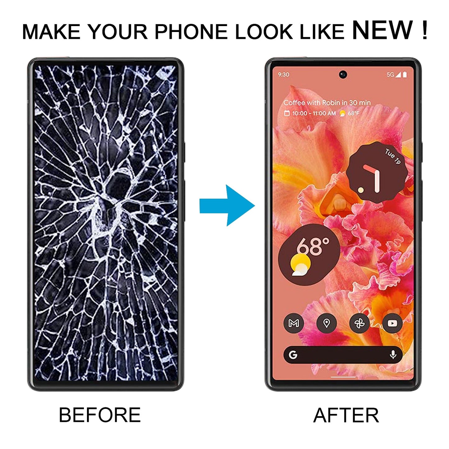 For Google Pixel 6 GB7N6 G9S9B16 G9S9B TFT LCD Screen Digitizer Full Assembly, Not Supporting Fingerprint Identification