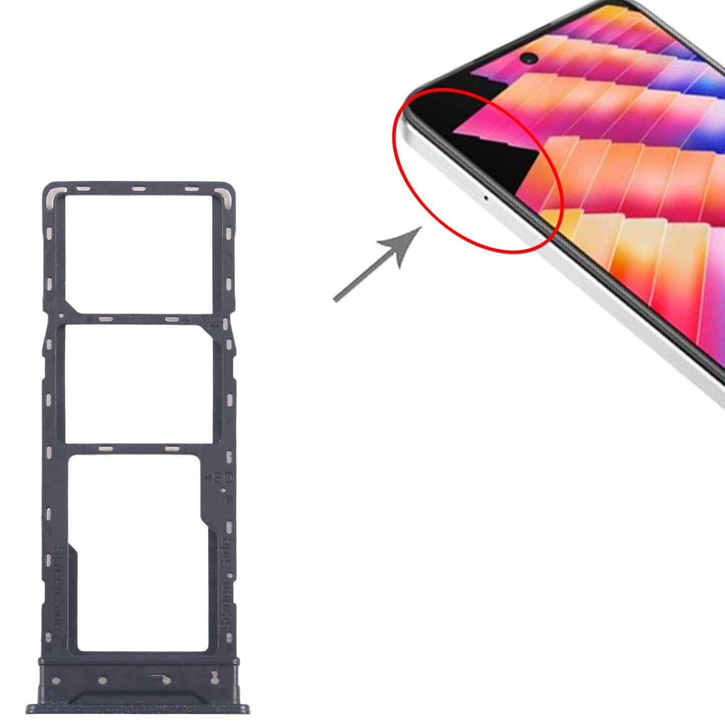 For Infinix Hot 30 Play NFC X6835 5pcs SIM Card Tray + SIM Card Tray + Micro SD Card Tray (Black)