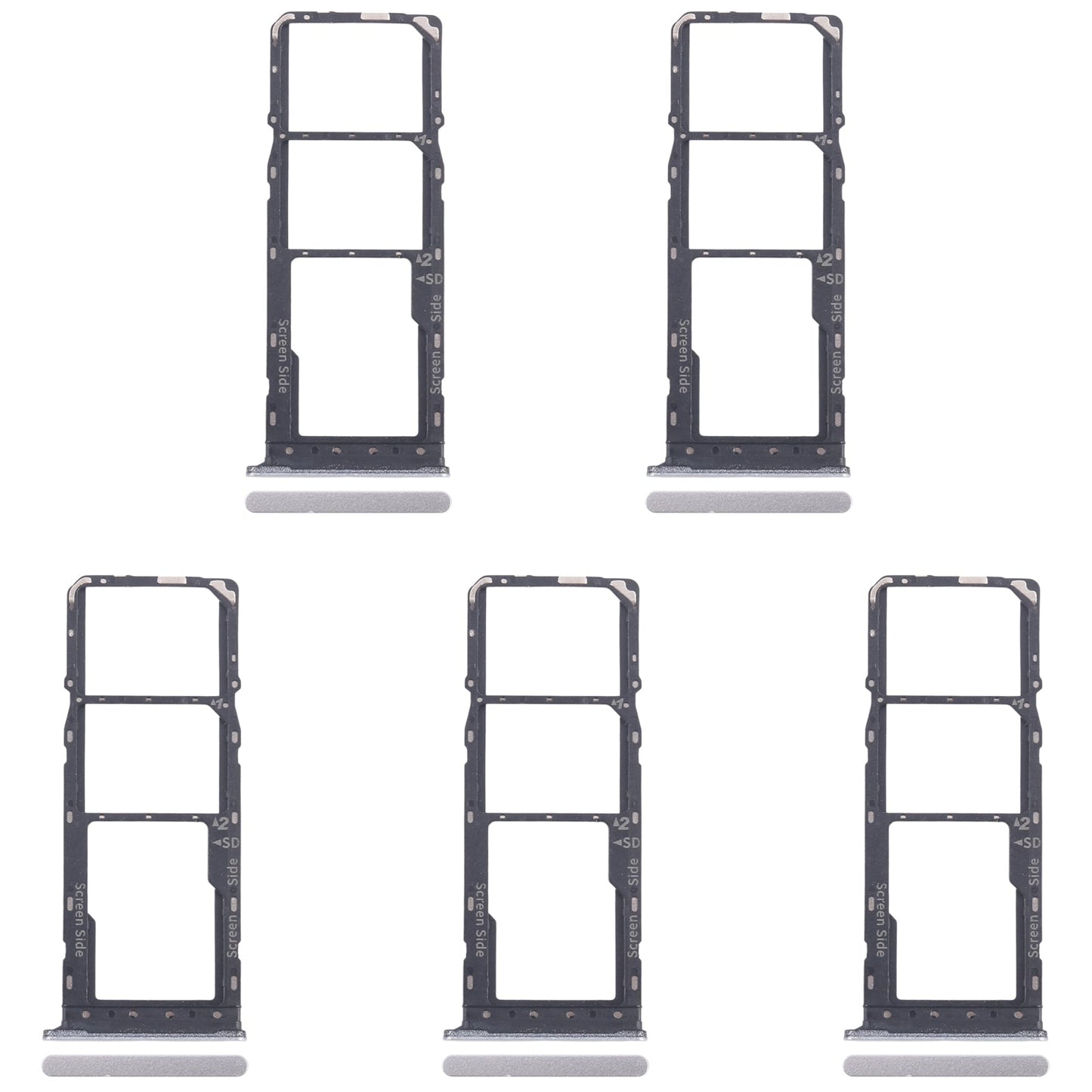 For Infinix Smart 8 Plus X6526 5pcs SIM Card Tray + SIM Card Tray + Micro SD Card Tray (Silver)