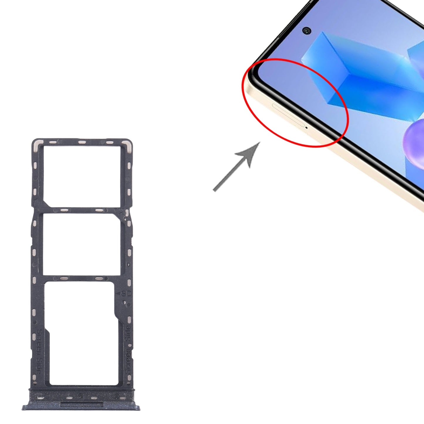 For Infinix Smart 8 HD 5pcs SIM Card Tray + SIM Card Tray + Micro SD Card Tray (Black)