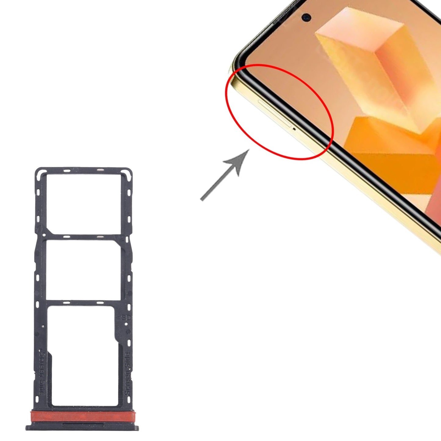 For Infinix Hot 40i X6528B 5pcs SIM Card Tray + SIM Card Tray + Micro SD Card Tray (Gold)