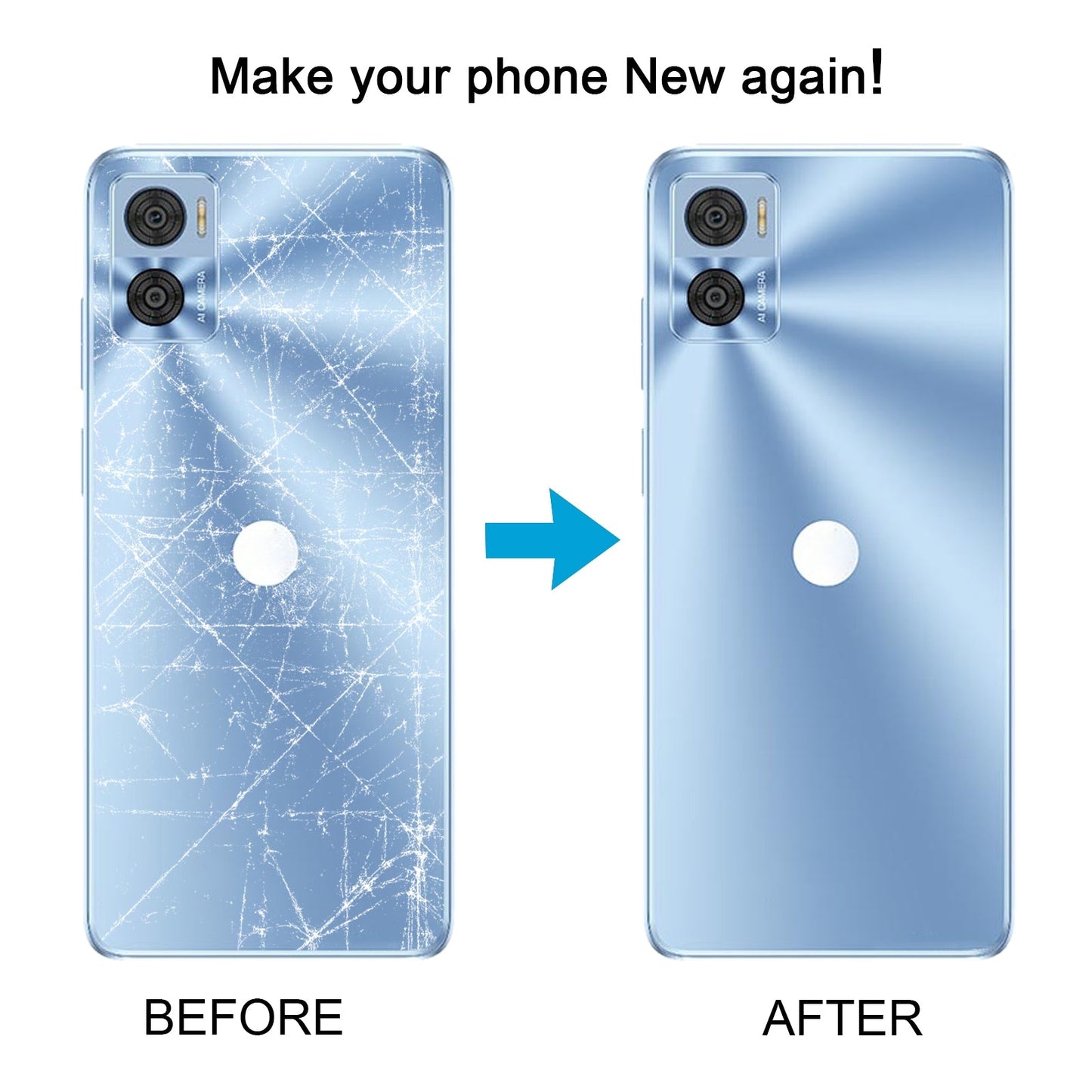 For Motorola Moto E22i Original Battery Back Cover(Light Blue)