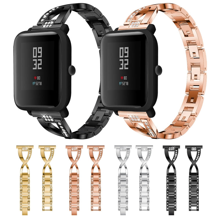 X-shaped Diamond-studded Solid Stainless Steel Wrist Strap Watch Band for Amazfit 20mm