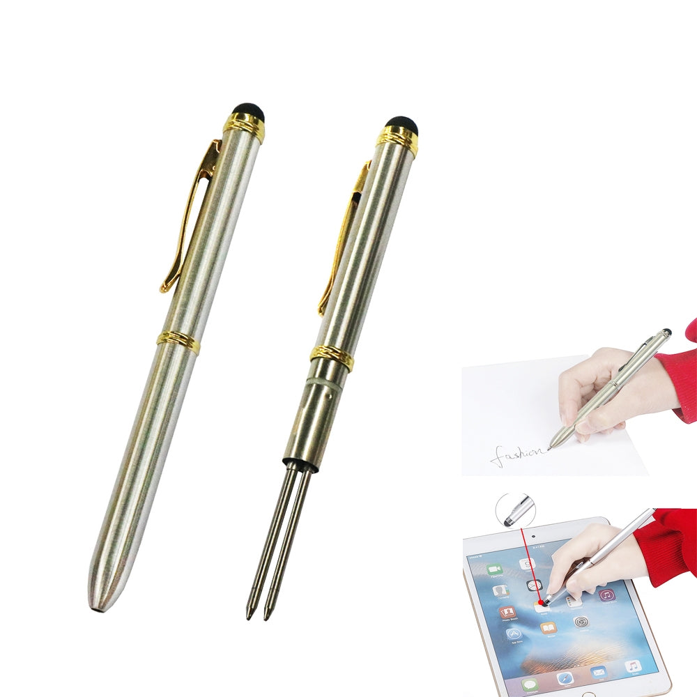 AT-13 Mobile Phone Touch Screen Handwriting Dual-purpose Pen with Black and Red Dual Core(Gold + Silver)