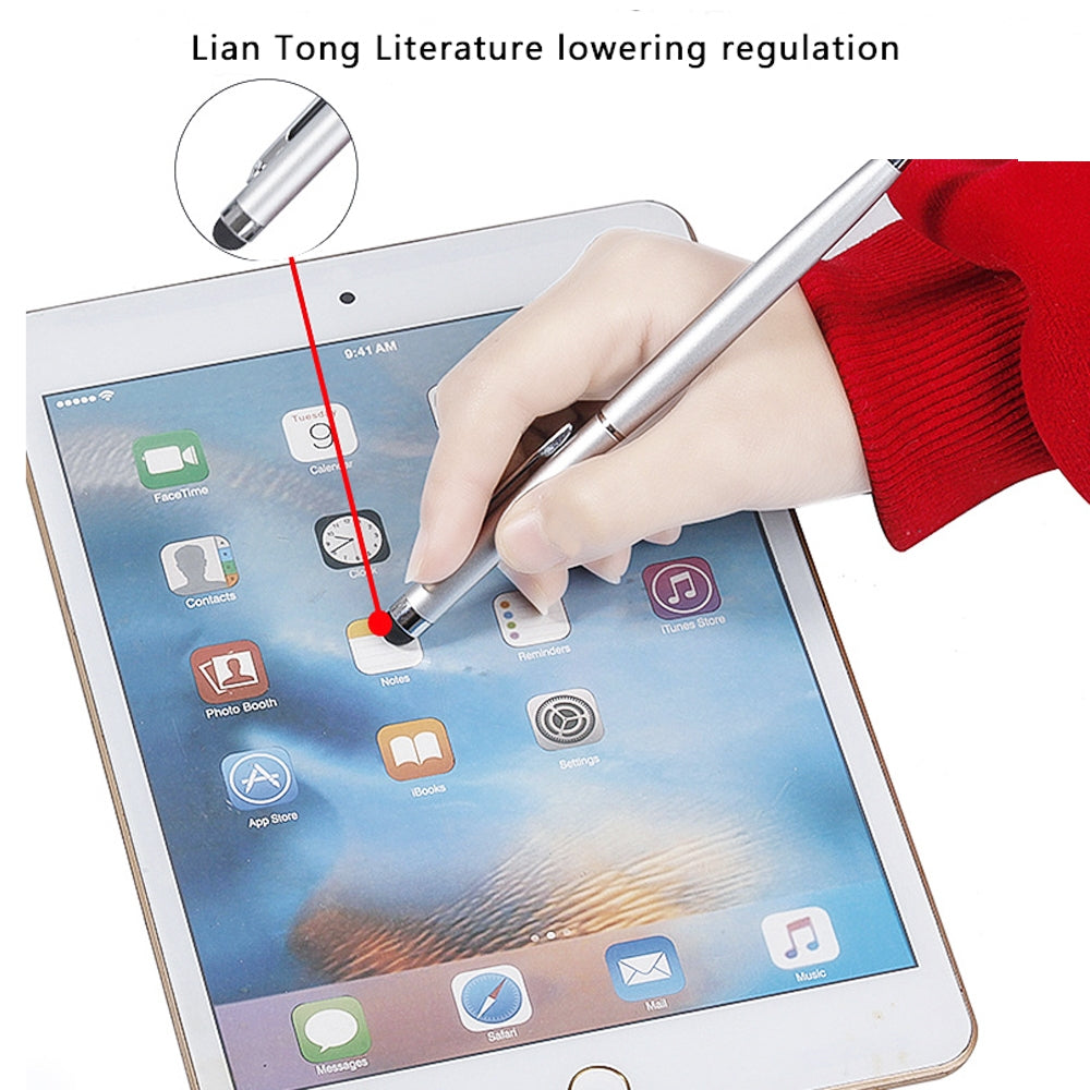 AT-13 Mobile Phone Touch Screen Handwriting Dual-purpose Pen with Black and Red Dual Core(Silver)