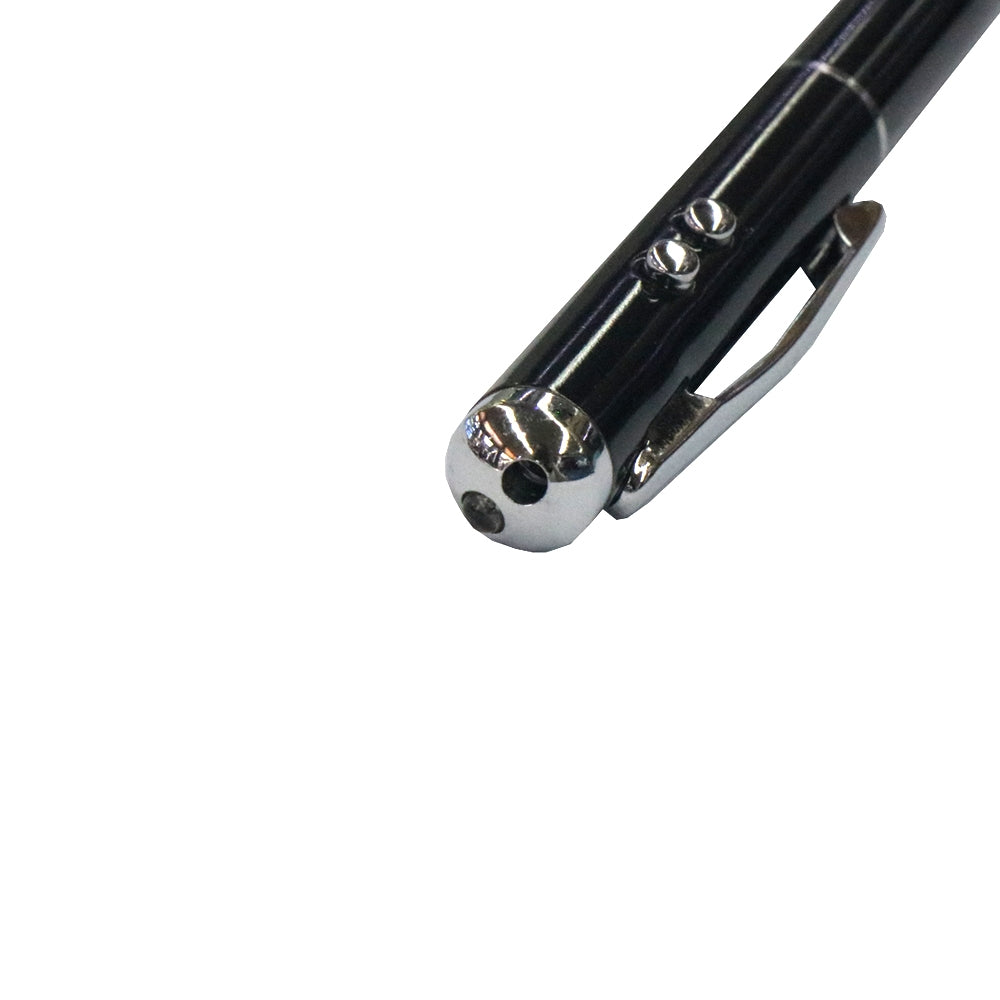 At-16 4 in 1 Mobile Phone Tablet Universal Handwriting Touch Screen Pen with Common Writing Pen & Red Laser & LED Light Function(Black)