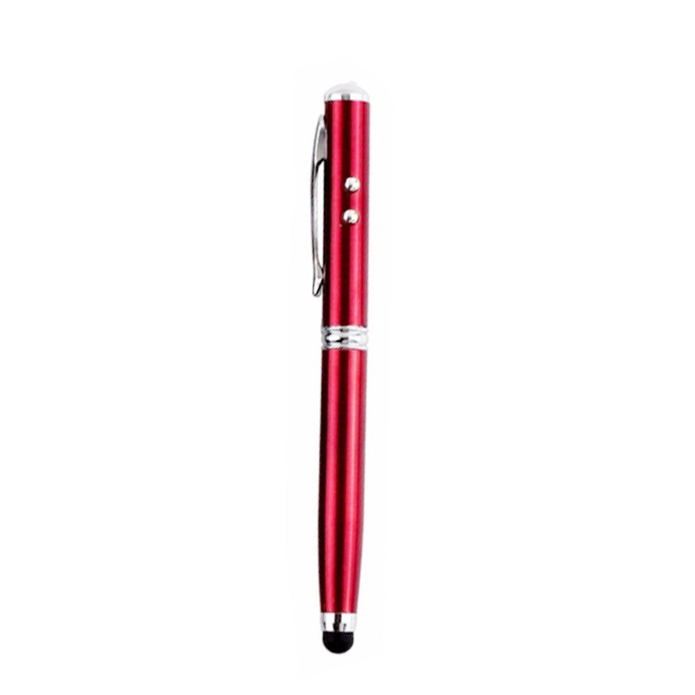 At-16 4 in 1 Mobile Phone Tablet Universal Handwriting Touch Screen Pen with Common Writing Pen & Red Laser & LED Light Function(Red)