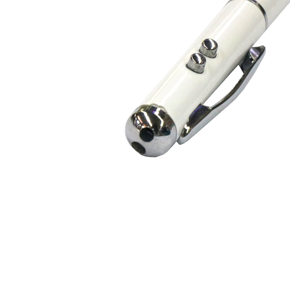 At-16 4 in 1 Mobile Phone Tablet Universal Handwriting Touch Screen Pen with Common Writing Pen & Red Laser & LED Light Function(White)