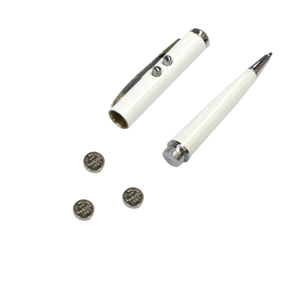 At-16 4 in 1 Mobile Phone Tablet Universal Handwriting Touch Screen Pen with Common Writing Pen & Red Laser & LED Light Function(White)