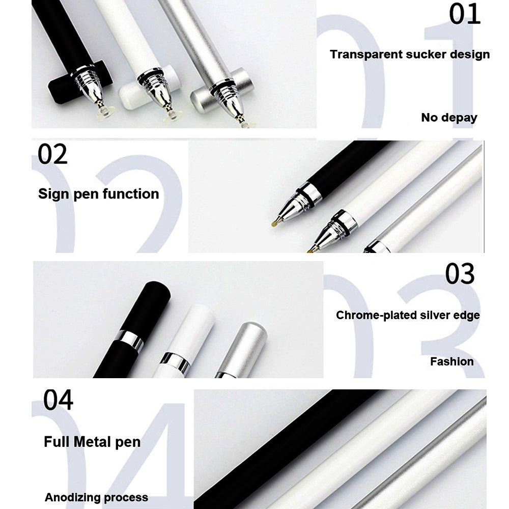 AT-26 2 in 1 Mobile Phone Touch Screen Capacitive Pen Writing Pen with 1 Pen Tip(Silver)