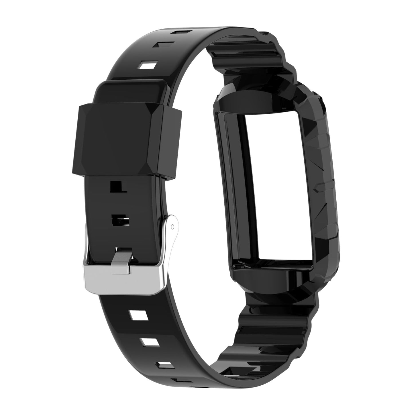 For Fitbit Charge 4 Silicone One Body Armor Watch Band(Black)