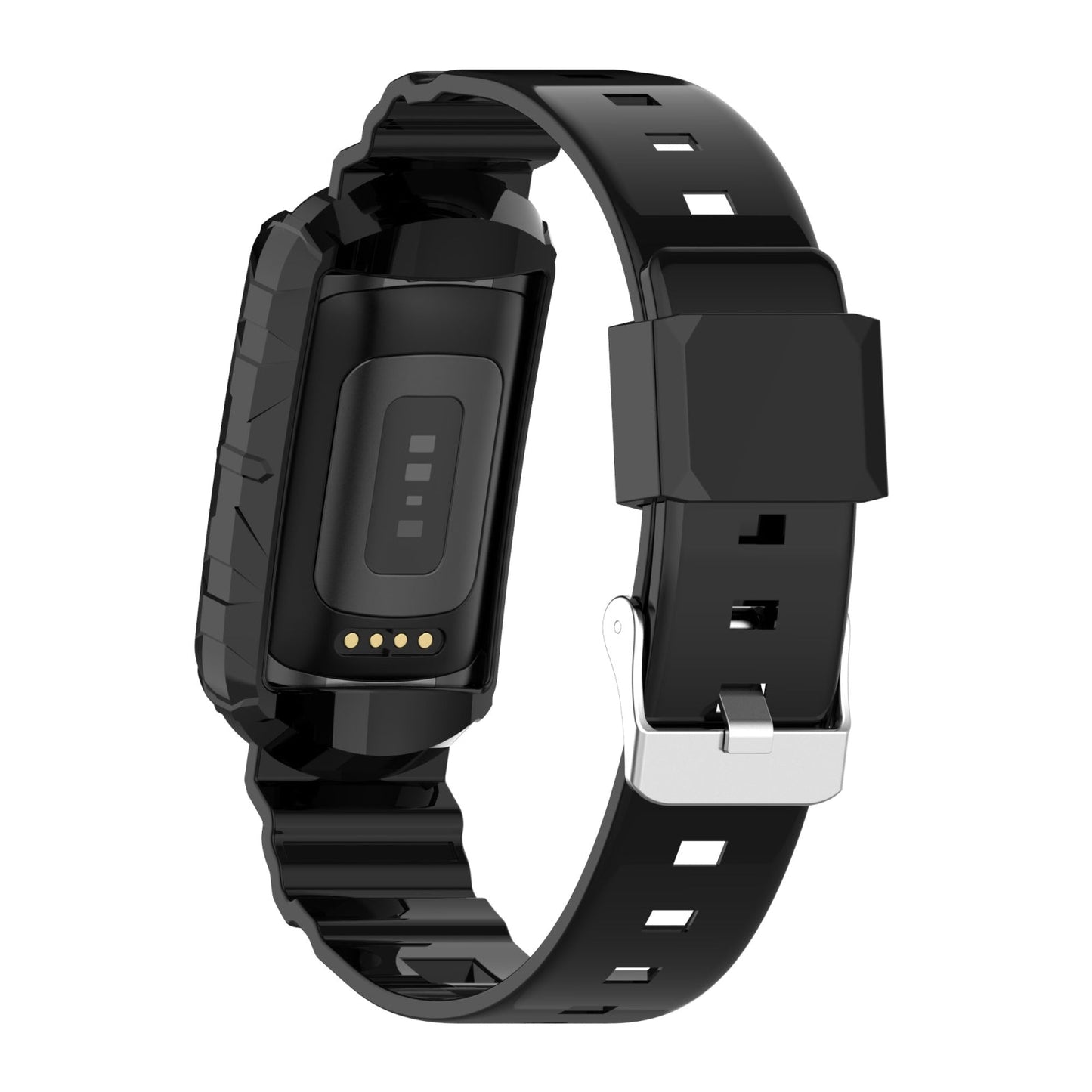 For Fitbit Charge 4 Silicone One Body Armor Watch Band(Black)