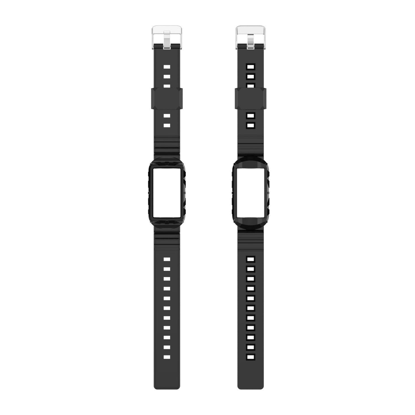 For Fitbit Charge 4 Silicone One Body Armor Watch Band(Black)