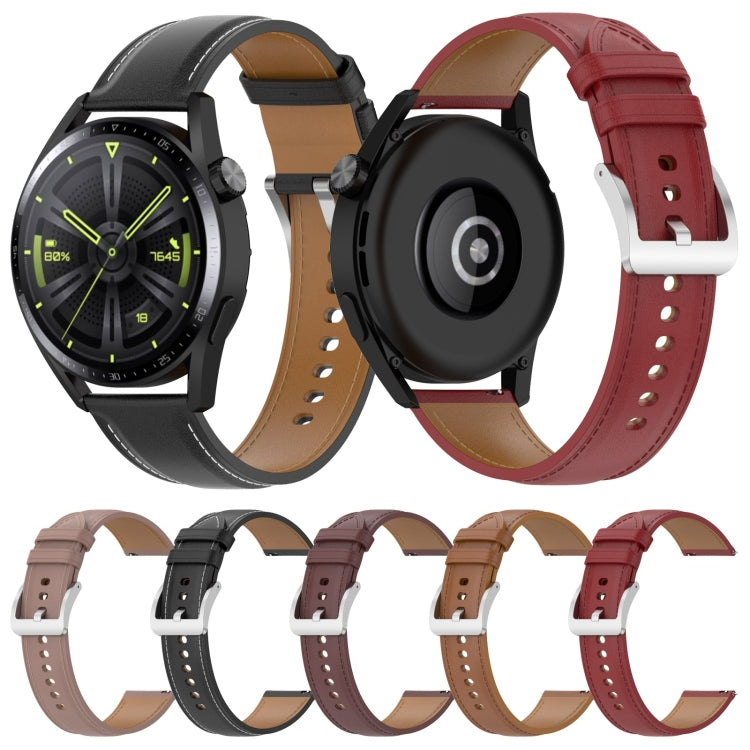 Calf Texture Sewing Thread Watchband, For Huami Amazfit GTS 3 / GTS 2, For Huami Amazfit GTS 2E / GTS 2 mini, For Huami Amazfit GTR 42mm / GTS