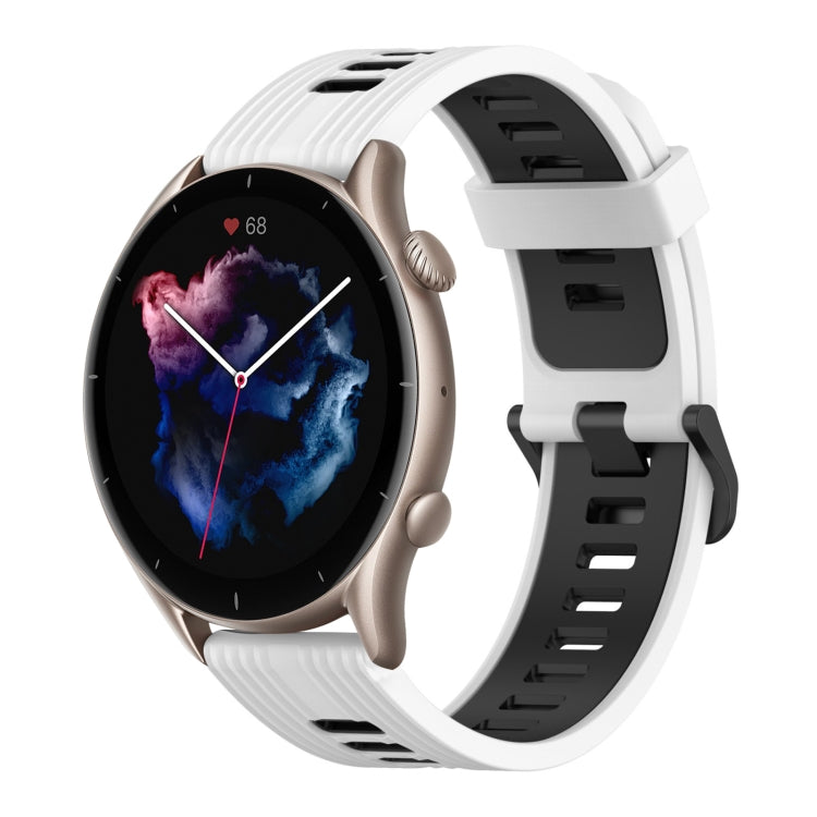 22mm Vertical Pattern Two-Color Silicone Watch Band, For Amazfit GTR 3, For Amazfit GTR 3 pro