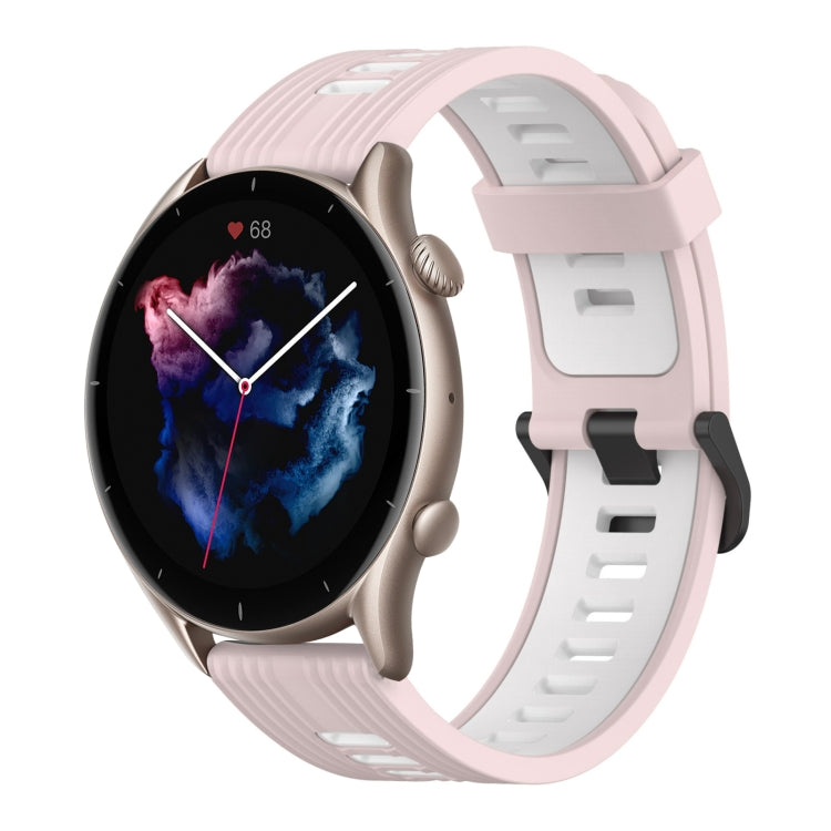 22mm Vertical Pattern Two-Color Silicone Watch Band, For Amazfit GTR 3, For Amazfit GTR 3 pro