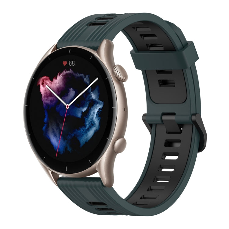 22mm Vertical Pattern Two-Color Silicone Watch Band, For Amazfit GTR 3, For Amazfit GTR 3 pro
