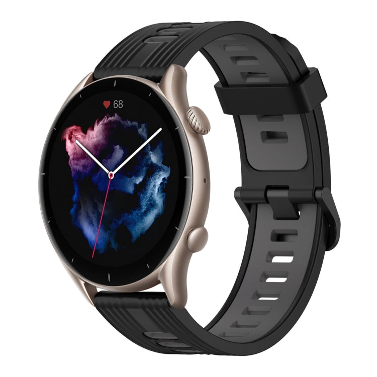 22mm Vertical Pattern Two-Color Silicone Watch Band, For Amazfit GTR 3, For Amazfit GTR 3 pro