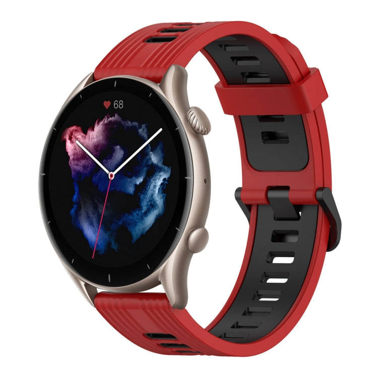 22mm Vertical Pattern Two-Color Silicone Watch Band, For Amazfit GTR 3, For Amazfit GTR 3 pro