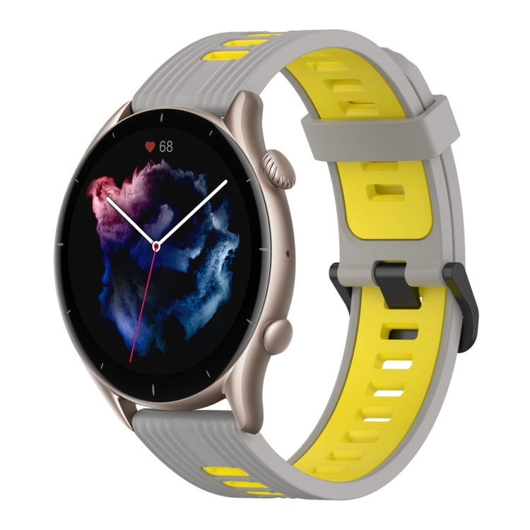 22mm Vertical Pattern Two-Color Silicone Watch Band, For Amazfit GTR 3, For Amazfit GTR 3 pro