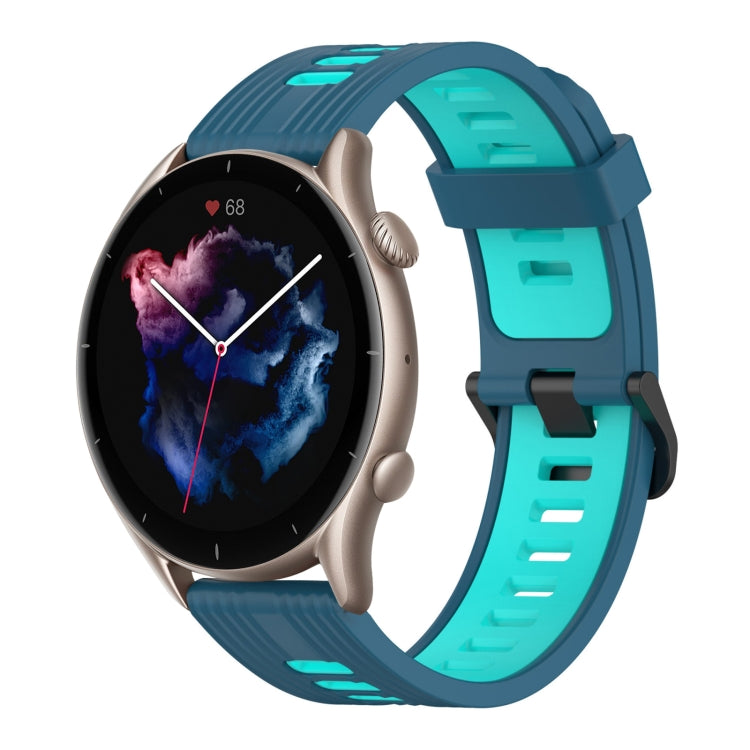 22mm Vertical Pattern Two-Color Silicone Watch Band, For Amazfit GTR 3, For Amazfit GTR 3 pro