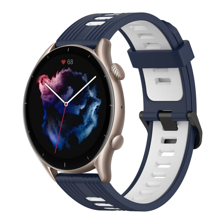 22mm Vertical Pattern Two-Color Silicone Watch Band, For Amazfit GTR 3, For Amazfit GTR 3 pro