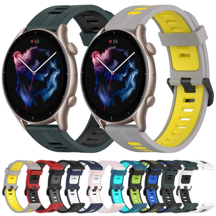 22mm Vertical Pattern Two-Color Silicone Watch Band, For Amazfit GTR 3, For Amazfit GTR 3 pro