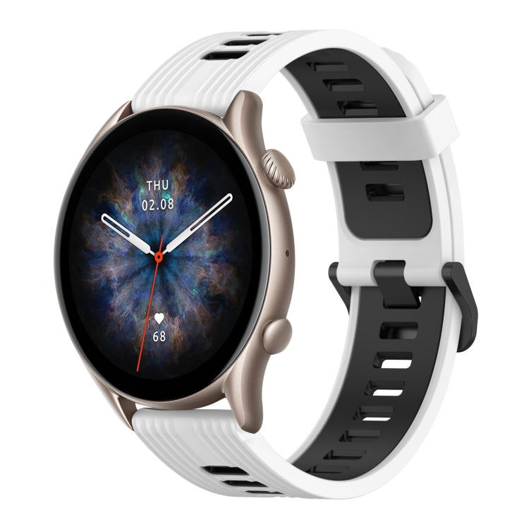 22mm Vertical Pattern Two-Color Silicone Watch Band, For Amazfit GTR 3, For Amazfit GTR 3 pro