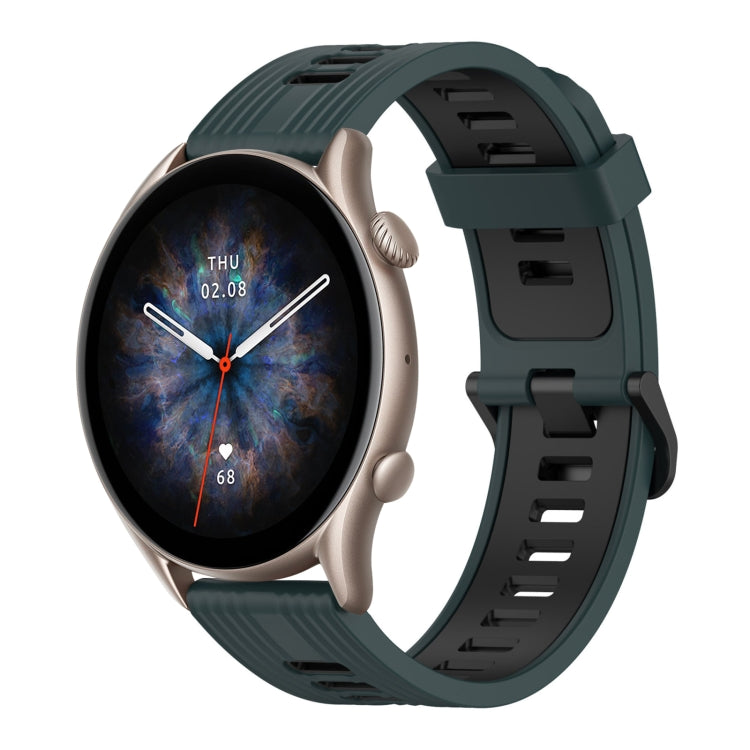 22mm Vertical Pattern Two-Color Silicone Watch Band, For Amazfit GTR 3, For Amazfit GTR 3 pro