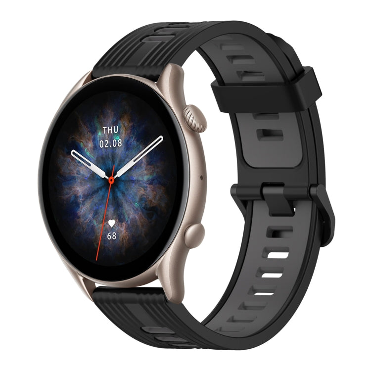 22mm Vertical Pattern Two-Color Silicone Watch Band, For Amazfit GTR 3, For Amazfit GTR 3 pro