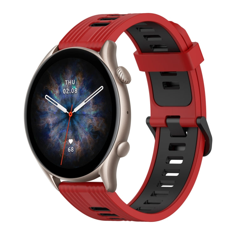 22mm Vertical Pattern Two-Color Silicone Watch Band, For Amazfit GTR 3, For Amazfit GTR 3 pro