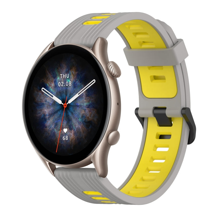 22mm Vertical Pattern Two-Color Silicone Watch Band, For Amazfit GTR 3, For Amazfit GTR 3 pro