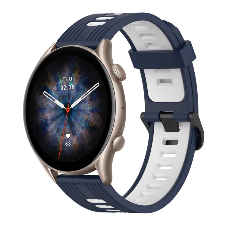 22mm Vertical Pattern Two-Color Silicone Watch Band, For Amazfit GTR 3, For Amazfit GTR 3 pro