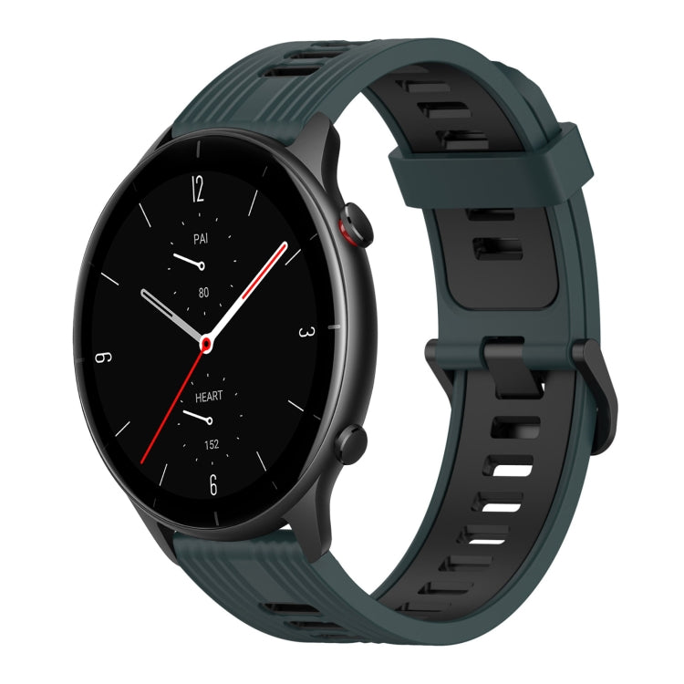 22mm Vertical Pattern Two-Color Silicone Watch Band, For Amazfit GTR 2e, For Amazfit GTR 2
