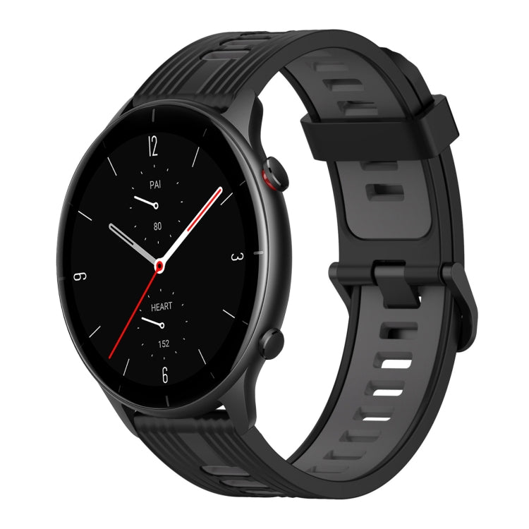 22mm Vertical Pattern Two-Color Silicone Watch Band, For Amazfit GTR 2e, For Amazfit GTR 2
