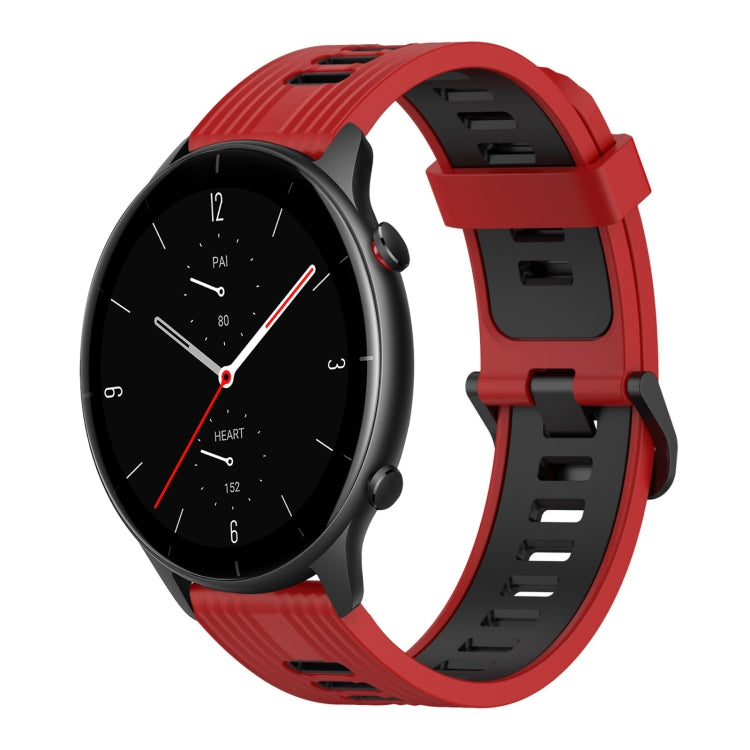 22mm Vertical Pattern Two-Color Silicone Watch Band, For Amazfit GTR 2e, For Amazfit GTR 2