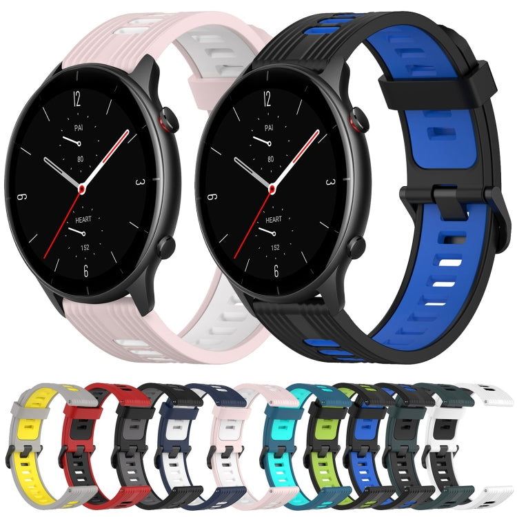 22mm Vertical Pattern Two-Color Silicone Watch Band, For Amazfit GTR 2e, For Amazfit GTR 2