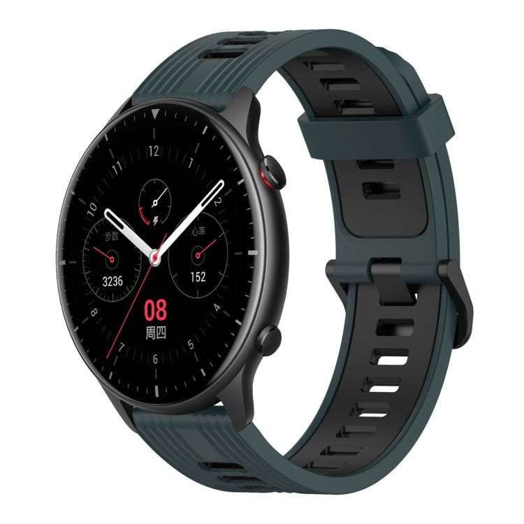 22mm Vertical Pattern Two-Color Silicone Watch Band, For Amazfit GTR 2e, For Amazfit GTR 2