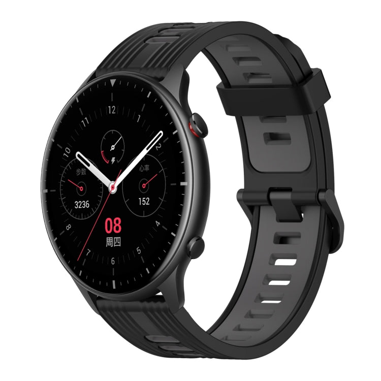 22mm Vertical Pattern Two-Color Silicone Watch Band, For Amazfit GTR 2e, For Amazfit GTR 2