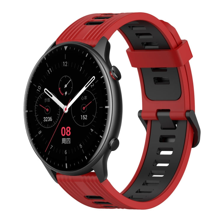 22mm Vertical Pattern Two-Color Silicone Watch Band, For Amazfit GTR 2e, For Amazfit GTR 2