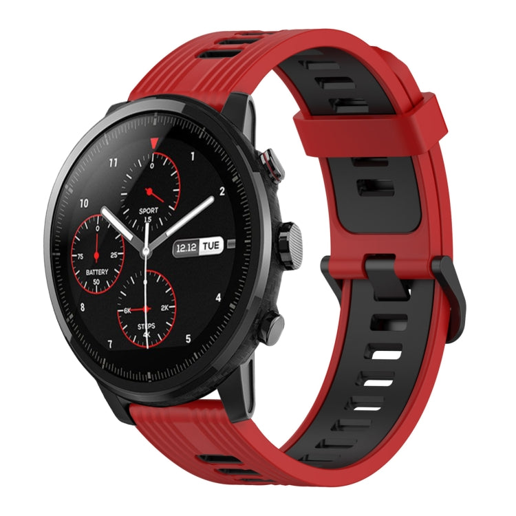 22mm Vertical Pattern Two-Color Silicone Watch Band, For Amazfit 3, For Amazfit GTR 47mm