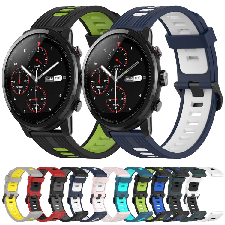 22mm Vertical Pattern Two-Color Silicone Watch Band, For Amazfit 3, For Amazfit GTR 47mm