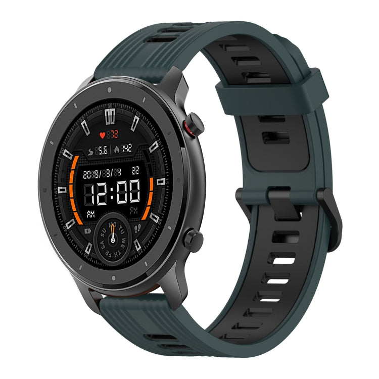 22mm Vertical Pattern Two-Color Silicone Watch Band, For Amazfit 3, For Amazfit GTR 47mm