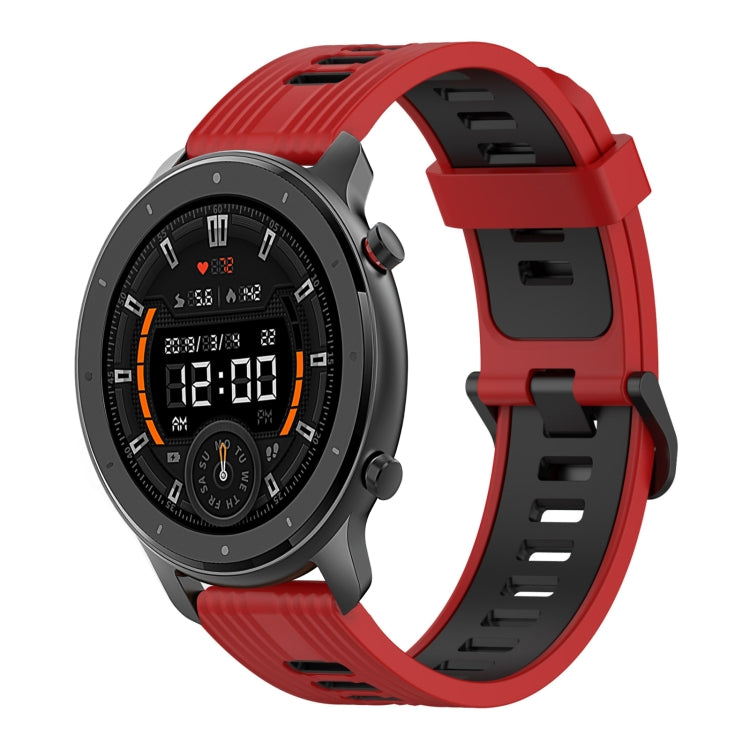 22mm Vertical Pattern Two-Color Silicone Watch Band, For Amazfit 3, For Amazfit GTR 47mm