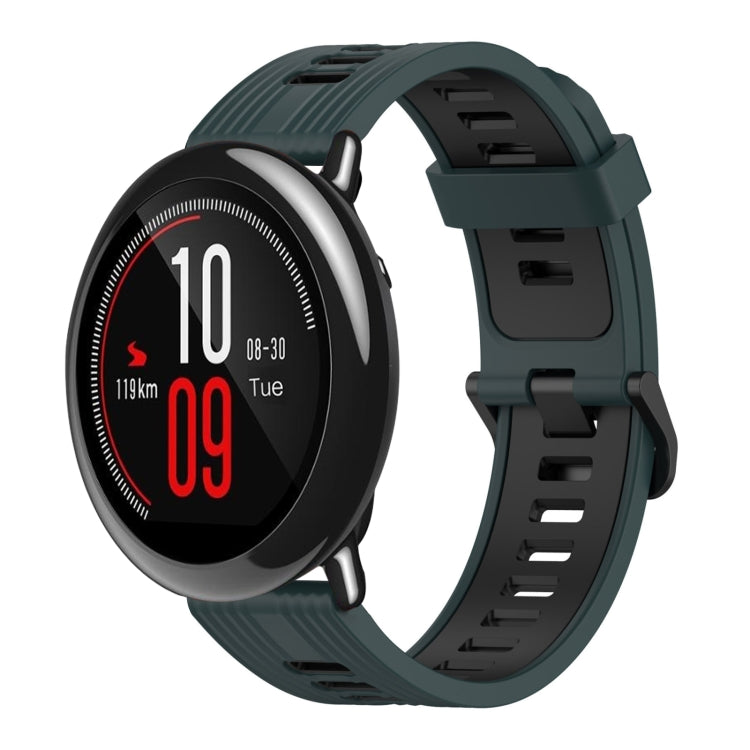 22mm Vertical Pattern Two-Color Silicone Watch Band, For Amazfit Pace, For Amazfit Stratos