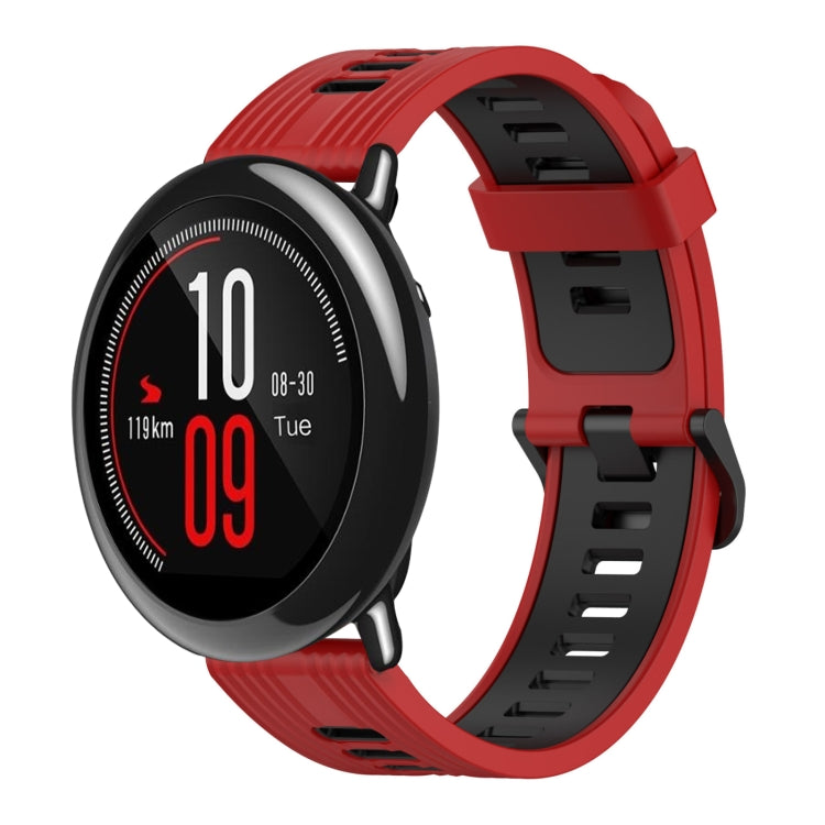22mm Vertical Pattern Two-Color Silicone Watch Band, For Amazfit Pace, For Amazfit Stratos